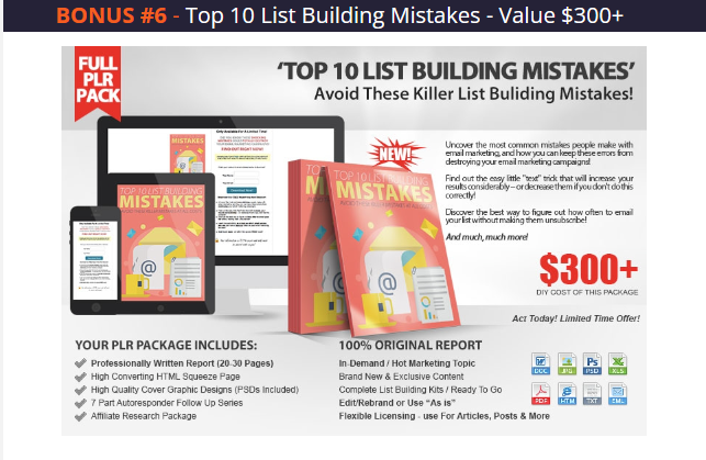 BONUS #6 - Top 10 List Building Mistakes - Value $300+